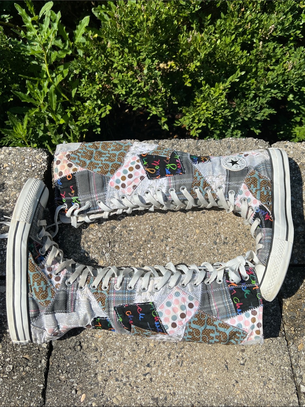 Rare Vintage Converse Chuck Taylor All Star Patchwork Knee-high Sneakers Size 6 - Picture 9 of 15
